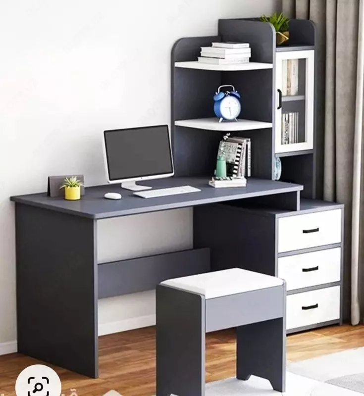 Стол компьютерный – парта – шкаф. Черно-белый