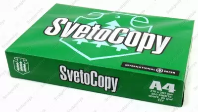 Бумага листовая для офисной техники  Бумага листовая для офисной техники "SvetoCopy" A4 80гр/м2 в пачке 500 листов, класс С+(СlE 146%)