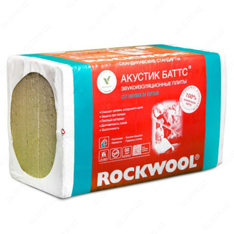  Шумоизоляция Rockwool Акустик Баттс 50х600х1000 мм 6 кв.м - 