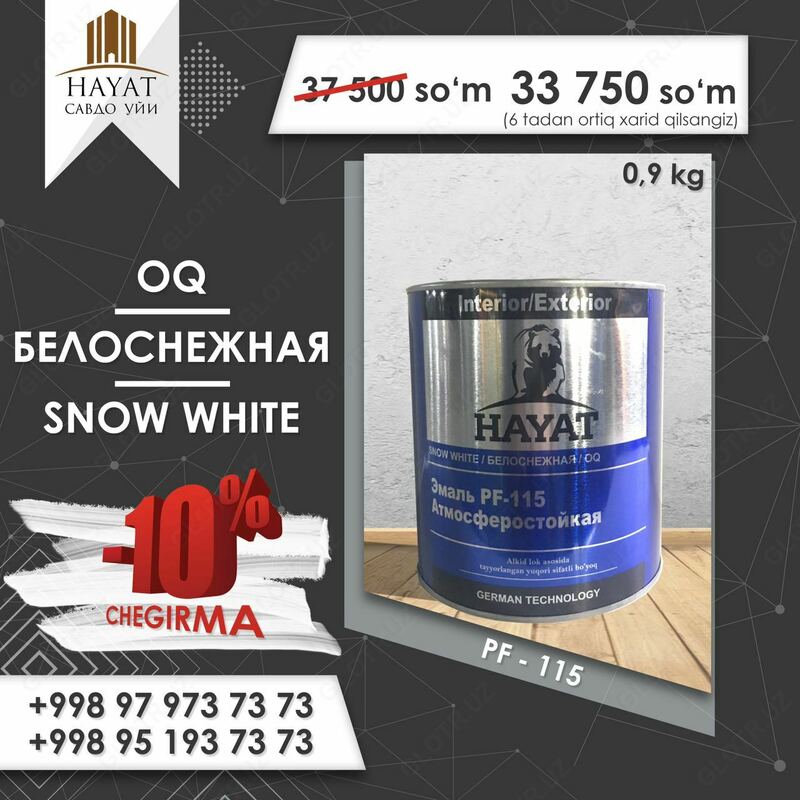 Ob-havoga chidamli emal PF-115 Hayat (22 kg / qor-oq)