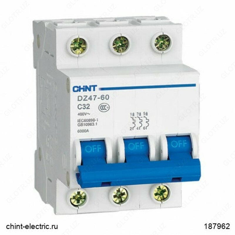 CHINT elektron toxtatuvchisi DZ47 4.5kA 3P x-ka C 1A