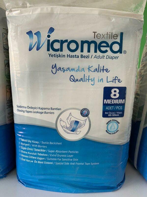 Подгузники для взрослых Wicromed medium №2 8 шт + влажные салфетки Pure 120 шт