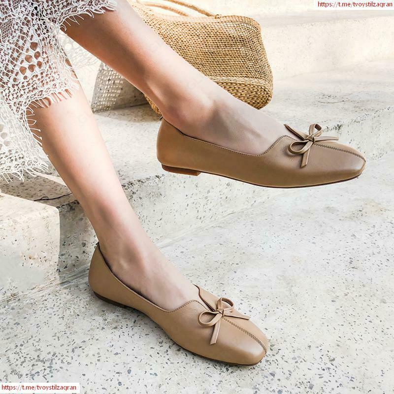 TOSHZAGRAN - Bo'yashsiz haqiqiy charmdan qilingan ayollar balet kvartiralari; yumshoq tagliklardagi yumshoq tagliklar; Dam olish uchun espadrilles; kamon bilan tasodifiy ayollar.