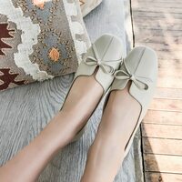 Bo'yashsiz haqiqiy charmdan qilingan ayollar balet kvartiralari; yumshoq tagliklardagi yumshoq tagliklar; Dam olish uchun espadrilles; kamon bilan tasodifiy ayollar. - Ayollar baletkalari