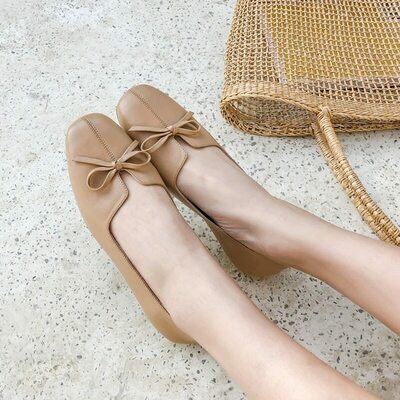 Женские балетки из натуральной кожи без шнуровки; мягкие удобные балетки на плоской подошве; эспадрильи для отдыха; повседневные женские мокасины с бантом.