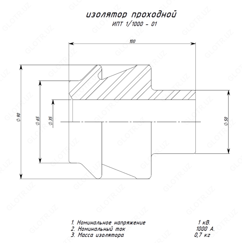 Изолятор ИПТ-1/1000.01(Изолятор НН трансформатора 1000 кВА) - по запросу