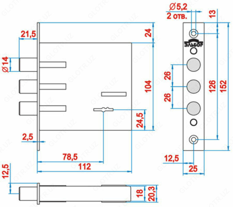   Врезной замок Эльбор КРЕМЕНЬ 1.04.02 3 класс (Россия)