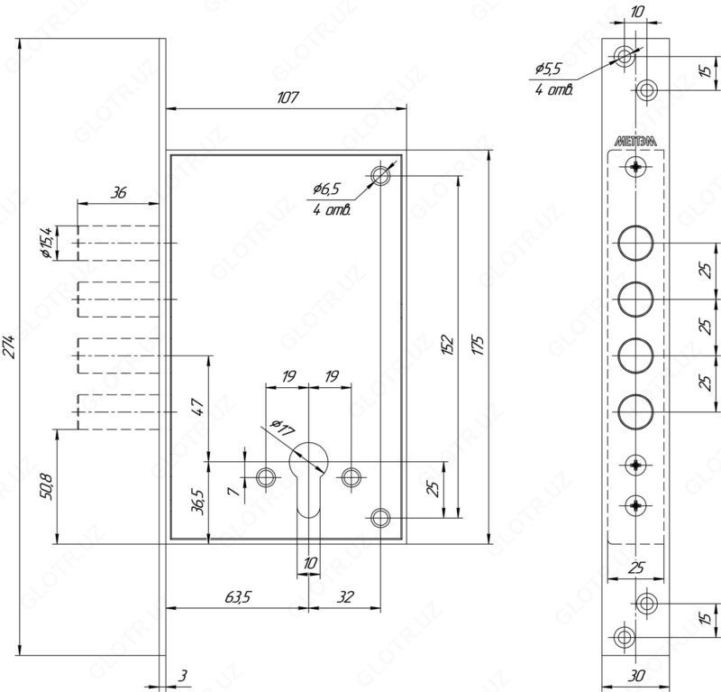  Цилиндровый замок Меттэм ЗВ1 711.0.0 (Производство Россия) - 