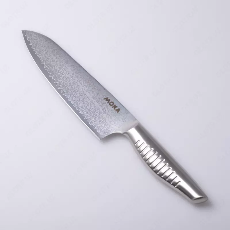 MOKA Santoku knife (Damascus) DMK-101 Японский нож Длина лезвия 180 мм Дамасская сталь