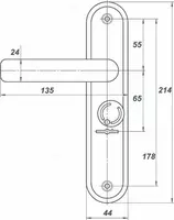  Ручка дверная на планке Меттэм НР 0501 для сувальдных замков с защелкой - 