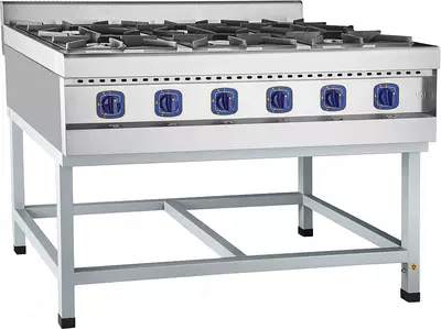 Плита газовая кухонная 6 горелочная Abat / абат ПГК-69П крашенная подставка