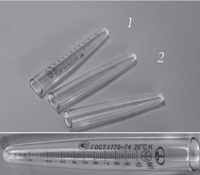 Voronkalar, tomchilar, kolbalar (nok shaklidagi, dumaloq dipli, konussimon, yassi dipli, KRN, Bunsen,