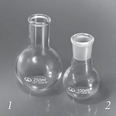 Voronkalar, tomchilar, kolbalar (nok shaklidagi, dumaloq dipli, konussimon, yassi dipli, KRN, Bunsen,