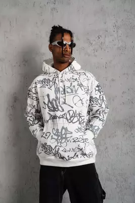 Худи с принтом и начесом