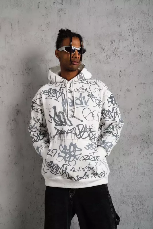 Худи с принтом и начесом