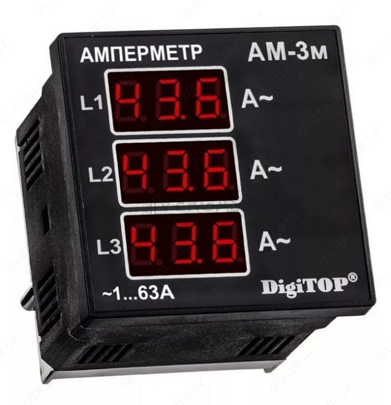 AM-3M DigiTop versiyasining tashqi oqim transformatorlari uchun uch fazali raqamli ampermetr