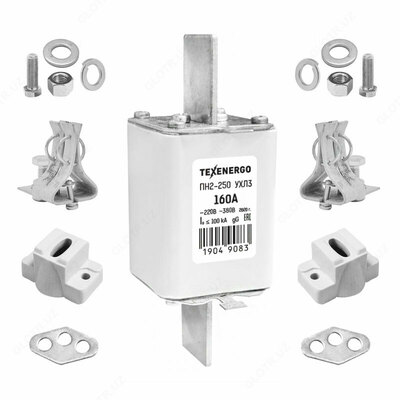 Sug'urta PN2 250/160 Aloqa bazasi (ushlagichi) va mahkamlagichlari bilan to'liq jihozlangan