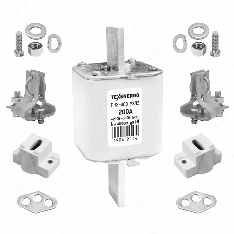 Sug'urta PN2 400/200 Kontakt poydevori (ushlagichi) va mahkamlagichlari bilan to'liq jihozlangan