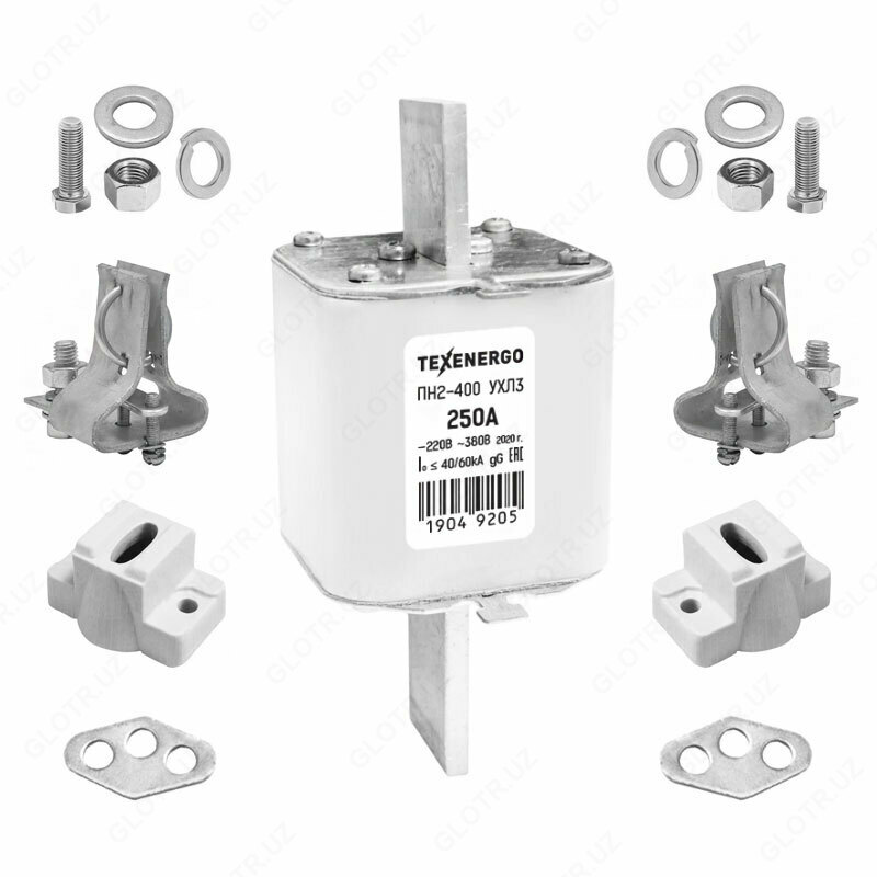 Предохранитель ПН2 400/250 А в комплекте с контакт основанием (держателем) и крепежными деталями