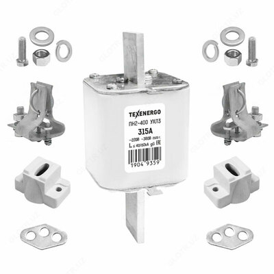 Sug'urta PN2 400/315 Aloqa bazasi (ushlagichi) va mahkamlagichlari bilan to'liq jihozlangan