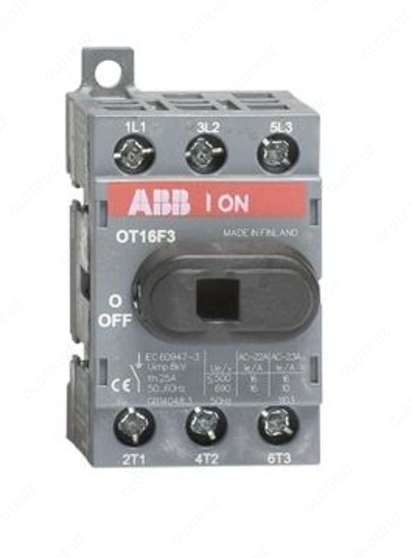 OT16F3 до 16А 3х-полюсный для установки на DIN-рейку или монтажную плату (с резерв. ручкой)