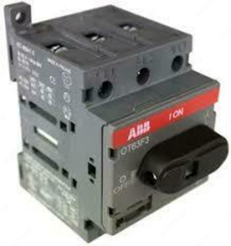 OT63F3-ni 63A 3-kutupgacha DIN-rayga yoki o'rnatish plitasiga o'rnatish uchun (zaxira tutqichli)