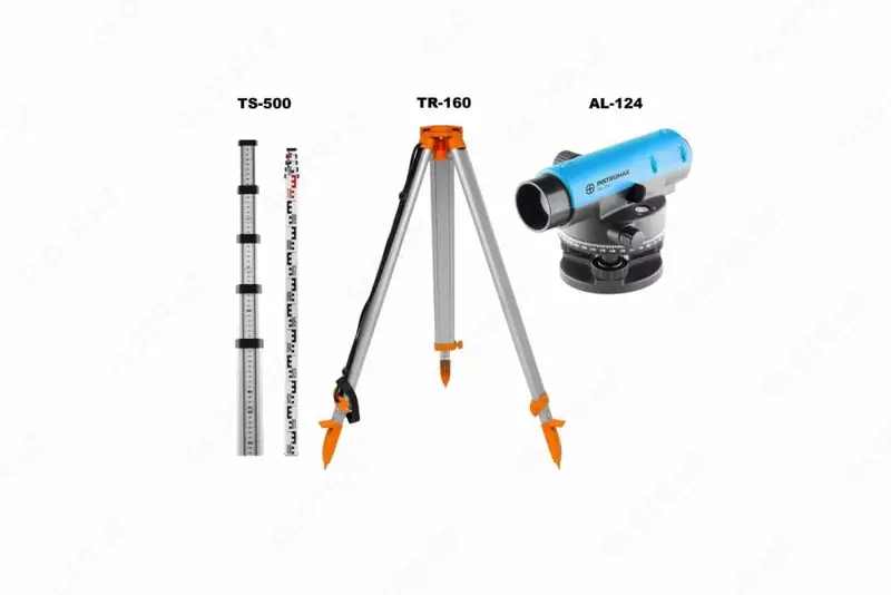 INSTRUMAX AL-124+ TS-500+ TR-160 — комплект оптического нивелира, рейки и штатива