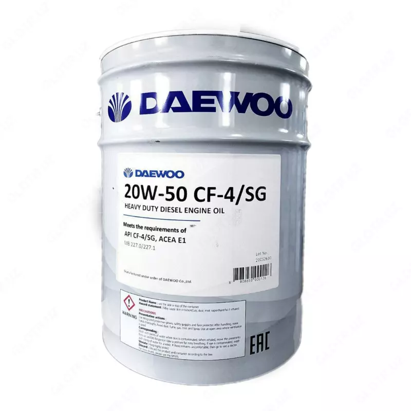 Масло моторное для дизельных двигателей 20W-50 CF-4 SJ DAEWOO HEAVY DUTY DIESEL ENGINE OIL 20L