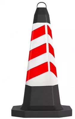 Plastik yol konusi  aks ettiruvchi plyonkali ZC-083  700 mm  yarim halqali ushlagich  qora/qizil