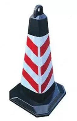  Plastik yol konusi  aks ettiruvchi plyonkali ZC-083  700 mm  yarim halqali ushlagich  qora/qizil - 