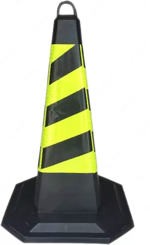  ZC-064 aks ettiruvchi plyonkali plastik yol konusi  700 mm  yarim halqali ushlagich (qora/sariq) - 