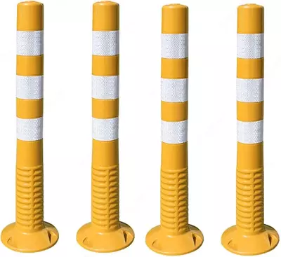  Пластиковый дорожный столбик (парковочный ограничитель) ZC-019  750 мм  со светоотражающей пленкой (Желтый/белый) - 