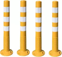  Пластиковый дорожный столбик (парковочный ограничитель) ZC-019  750 мм  со светоотражающей пленкой (Желтый/белый) - 