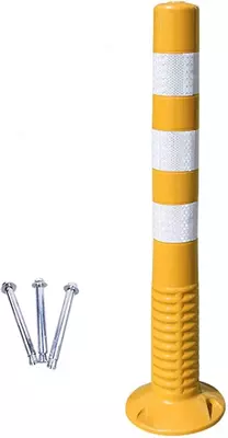   Пластиковый дорожный столбик (парковочный ограничитель) ZC-019  750 мм  со светоотражающей пленкой (Желтый/белый)