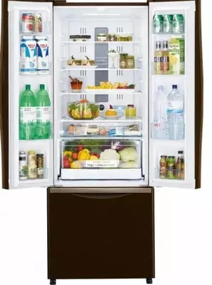 Бытовой двухкамерный холодильник "Hitachi R-W550PUC2 GBW" (Коричневое стекло)