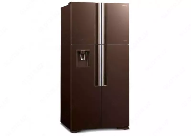 Бытовой двухкамерный холодильник "Hitachi R-W660PUC7 GВW" (Коричневое стекло)