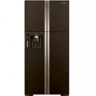 Ikki kamerali uy muzlatgichi "Hitachi R-W720PUC1 GBW" (jigarrang shisha)