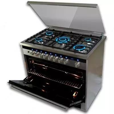Газовая плита "DELUSSO OGE-9050 LED GL" (Стальная)