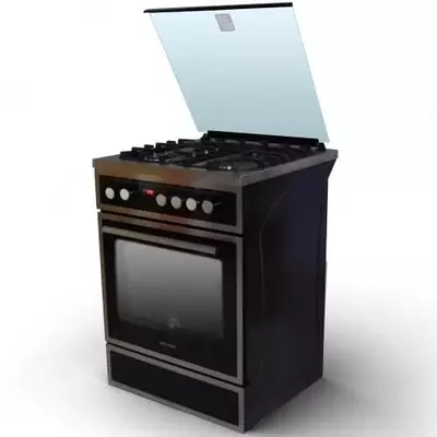 Газовая плита "DELUSSO Y6411T1 INOX F" (Черная + стальная)