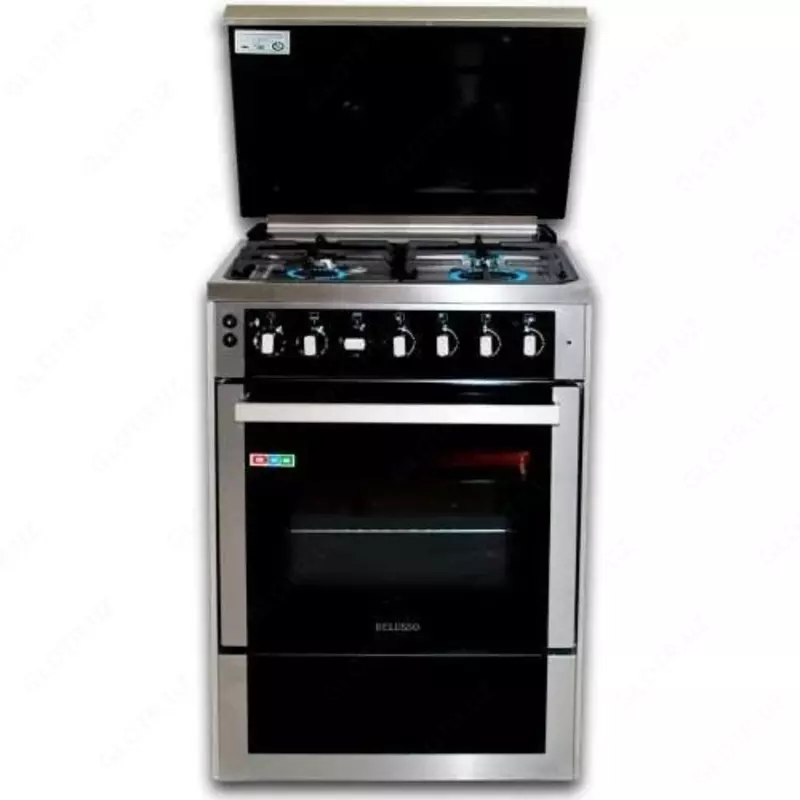 Газовая плита "DELUSSO OGE6040DT" (Черная/стальная)