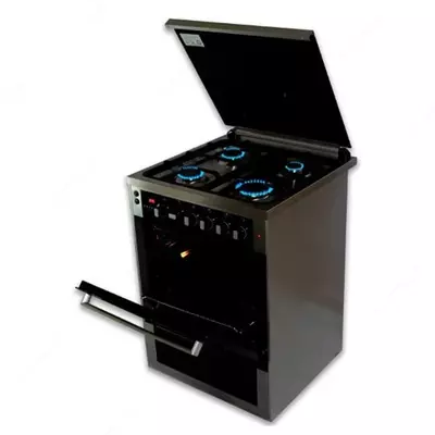 Газовая плита "DELUSSO OGE6040МT" (Черная/стальная)