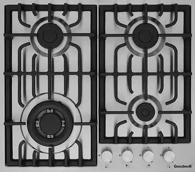 Газовая варочная панель "Goodwell GWP-6461 X" (Серебристая)