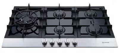 Газовая варочная панель "Hofmann MIRROR CTB951TS/HF" (Серебристая/черная)