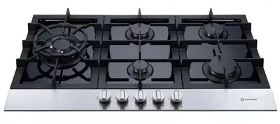 Газовая варочная панель "Hofmann MIRROR CTB951TS/HF" (Серебристая/черная)