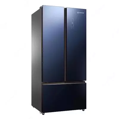 Бытовой двухкамерный холодильник "Hofmann RF503ADBLG/HF" (Синее стекло)