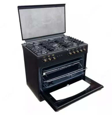 Kombinatsiyalangan pechka "Biryusa U90GG91BL" (Qora) 60 x 90 sm