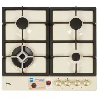 Газовая варочная панель "Beko HIAW64225SCR" (Бежевая/золотистая)