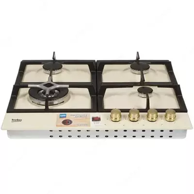 Газовая варочная панель "Beko HIAW64225SCR" (Бежевая/золотистая)