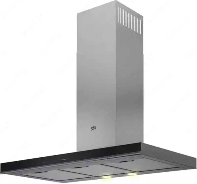 Каминная Вытяжка "Beko Beyond BHCB93640B" (Черное стекло) 90 см