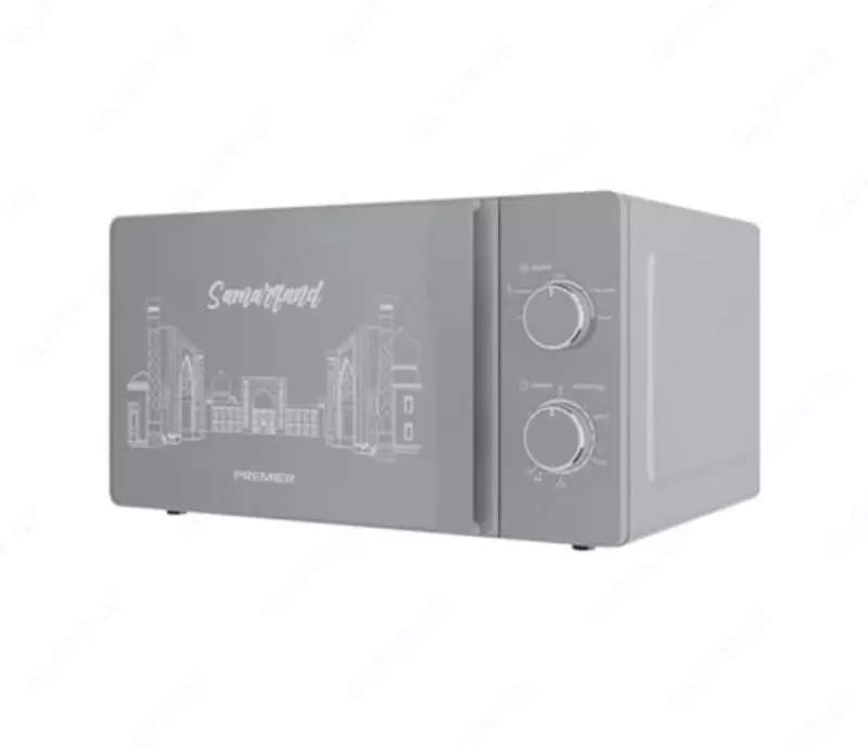 Микроволновая печь "PREMIER Solo PRM-20MW/KS1-W" (Серебристая+декор) 20 литров